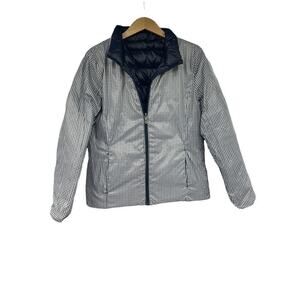 Lauren Ralph Lauren Navy Blue Houndstooth Reversible Down Jacket Womens Small